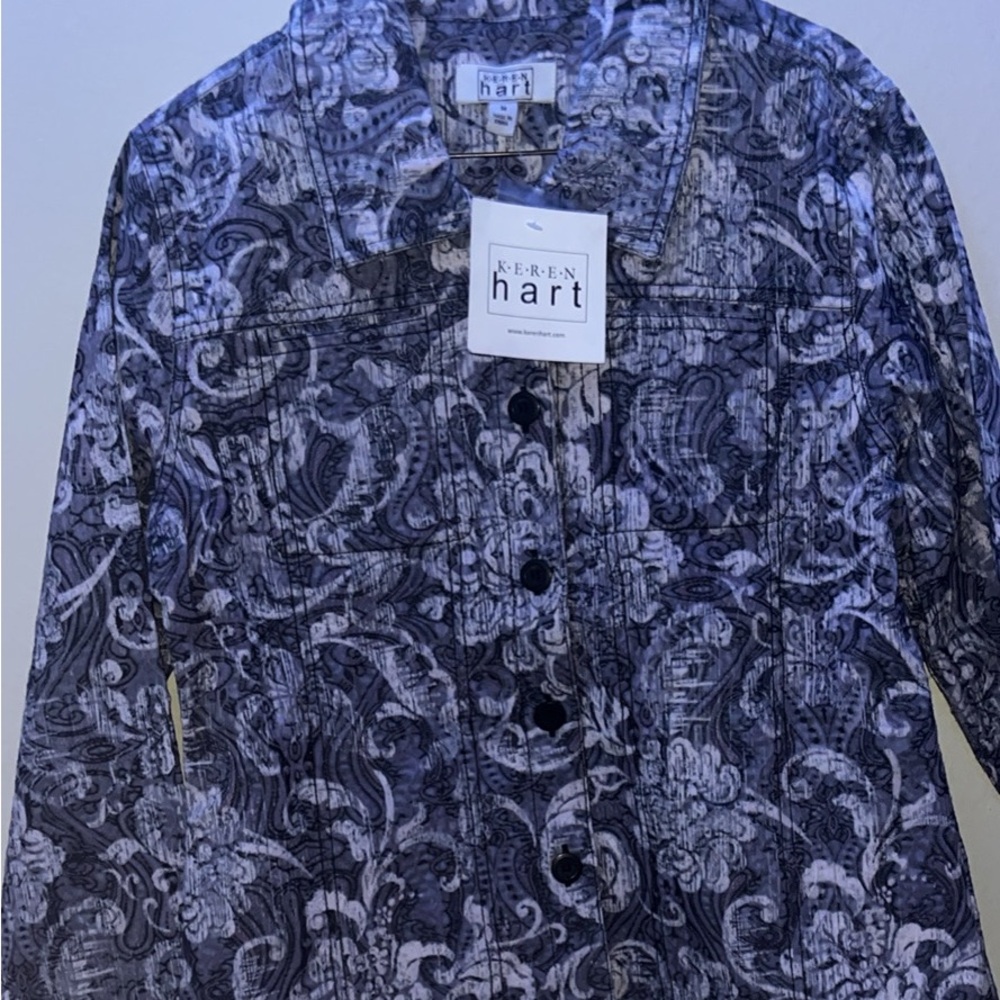 NWT Keren Hart Y2K Grey Button Up